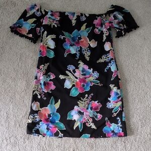 Hutch Black Floral Off-Shoulder Mini Dress